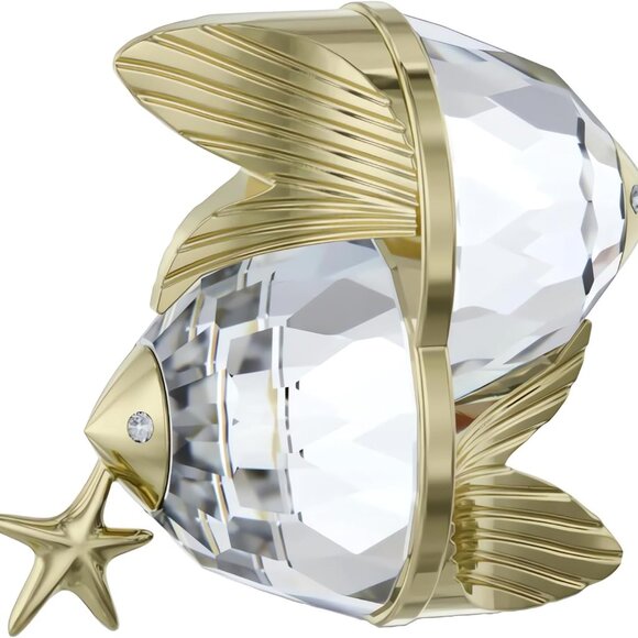 Crystal Zodiac Pisces Figurine Genuine Swarovski in Gold Tone Brand New $90+! - Picture 2 of 4